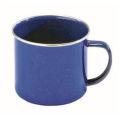 Caldera azul del Cookware del esmalte, utensilios de la cocina, taza del esmalte que acampa